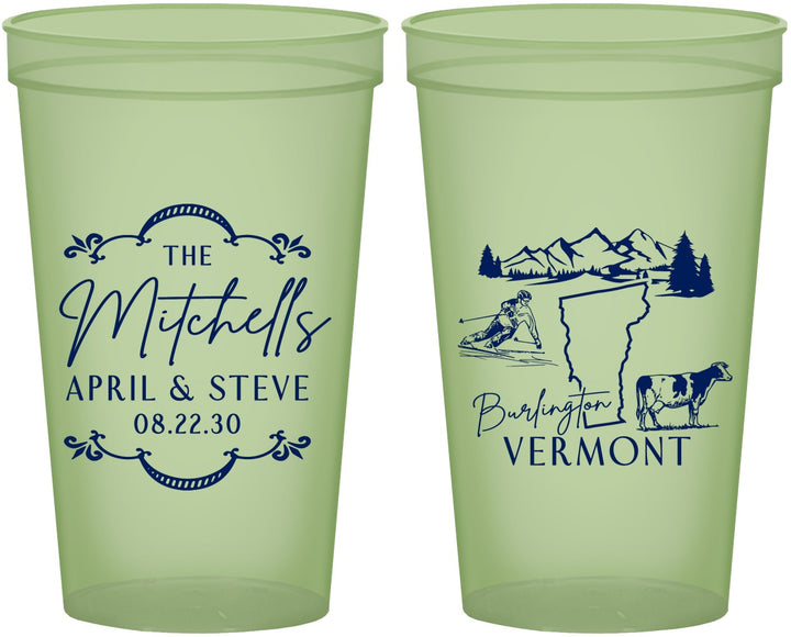 Custom Wedding 22 oz Glow In The Dark Cups - Vermont | 194