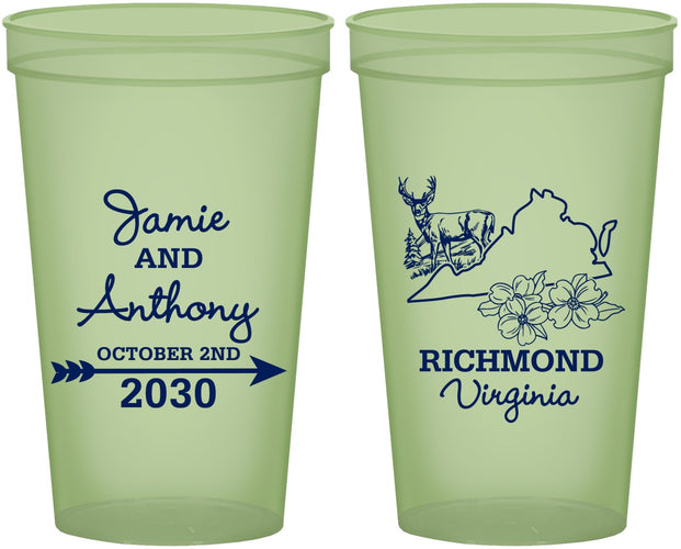 Custom Wedding 22 oz Glow In The Dark Cups - Virginia | 195