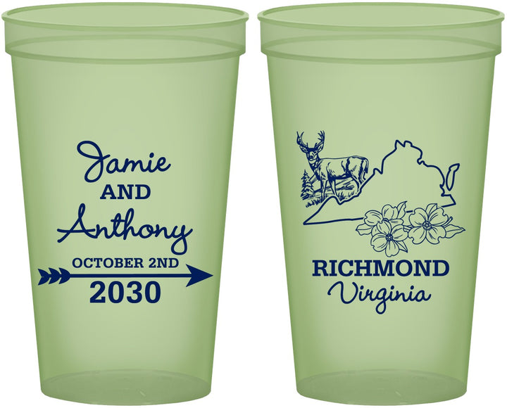 Custom Wedding 22 oz Glow In The Dark Cups - Virginia | 195
