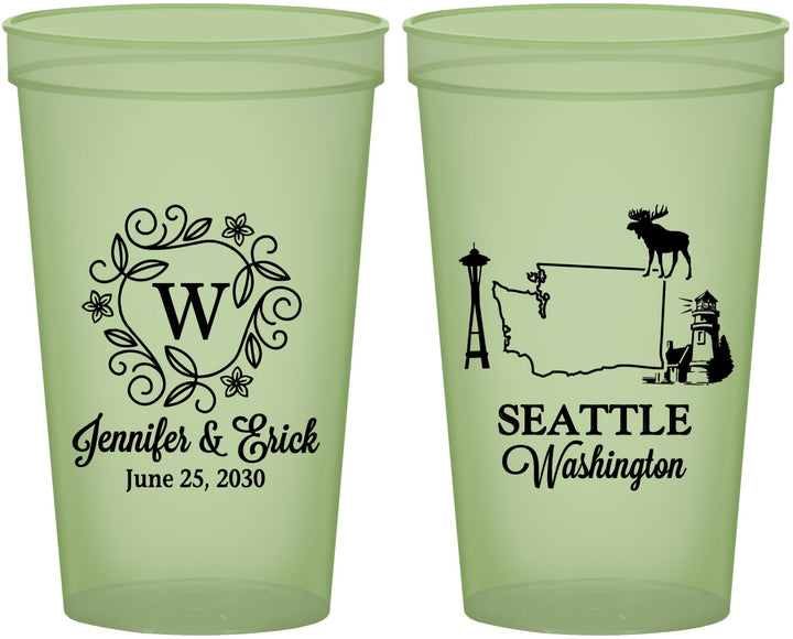Custom Wedding 22 oz Glow In The Dark Cups - Washington | 196