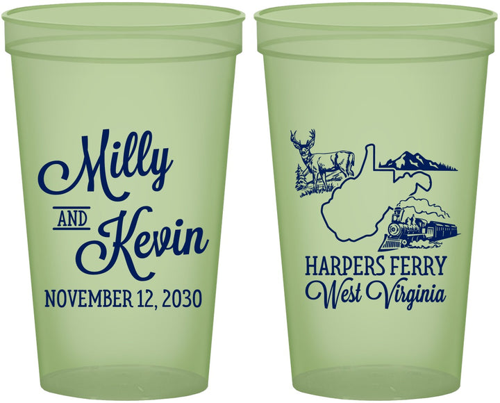 Custom Wedding 22 oz Glow In The Dark Cups - West Virginia | 197