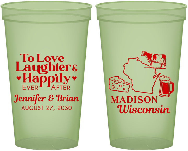 Custom Wedding 22 oz Glow In The Dark Cups - Wisconsin | 198