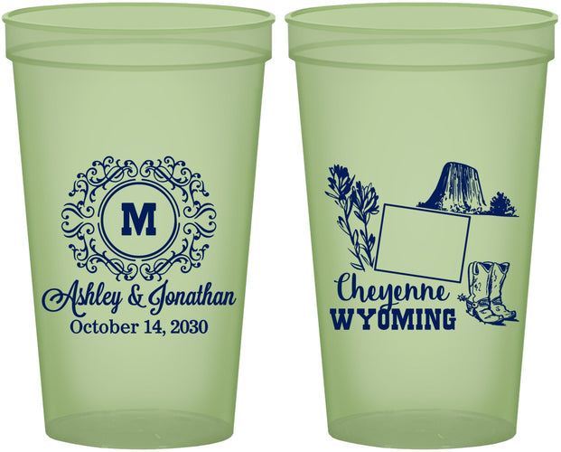 Custom Wedding 22 oz Glow In The Dark Cups - Wyoming | 199