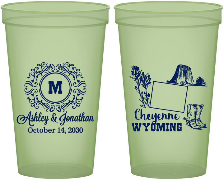 Custom Wedding 22 oz Glow In The Dark Cups - Wyoming | 199