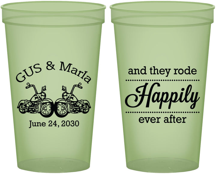 Custom Wedding 22 oz Glow In The Dark Cups - Happily Ever After Motorcycle | 200