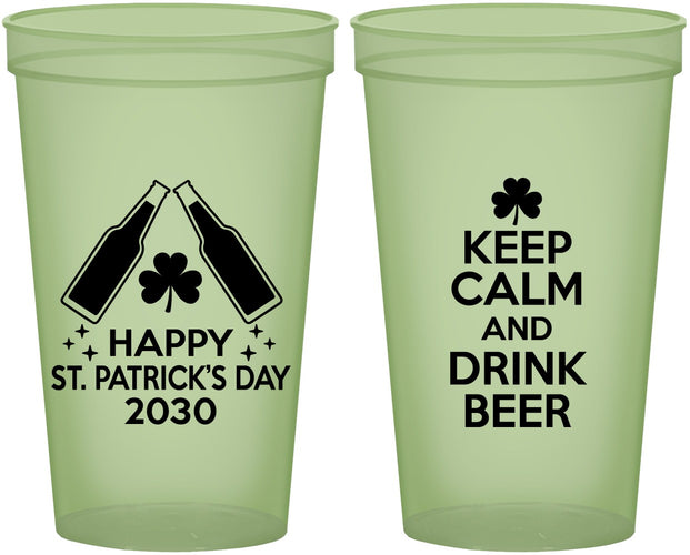 Custom St Patricks Day 22 oz Glow In The Dark Cups - Clover Irish | 200005