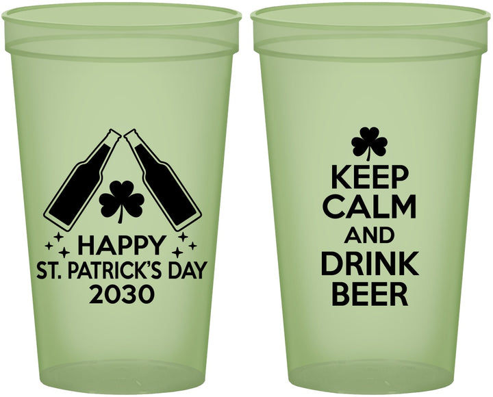 Custom St Patricks Day 22 oz Glow In The Dark Cups - Clover Irish | 200005