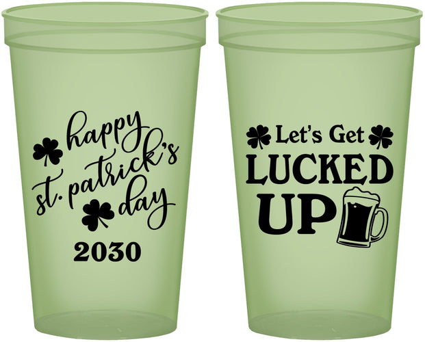 Custom St Patricks Day 22 oz Glow In The Dark Cups - Lucked Up | 200007