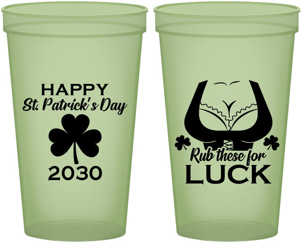 Custom St Patricks Day 22 oz Glow In The Dark Cups - Clover Irish | 200008