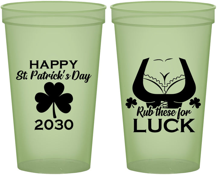 Custom St Patricks Day 22 oz Glow In The Dark Cups - Clover Irish | 200008