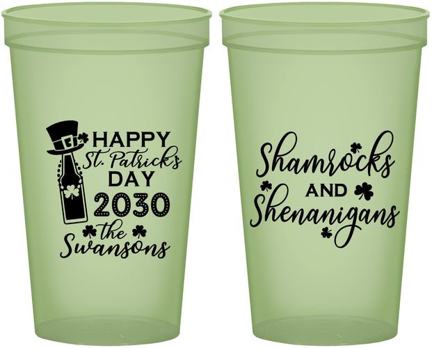 Custom St Patricks Day 22 oz Glow In The Dark Cups - Shamrocks Shenanigans | 200010