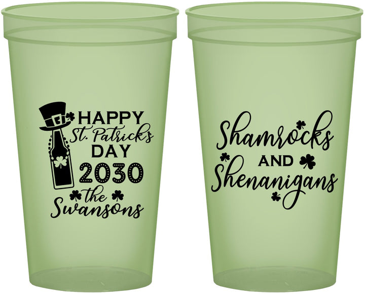 Custom St Patricks Day 22 oz Glow In The Dark Cups - Shamrocks Shenanigans | 200010
