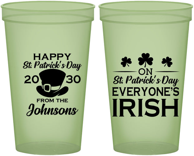 Custom St Patricks Day 22 oz Glow In The Dark Cups - Irish Leprechaun | 200013