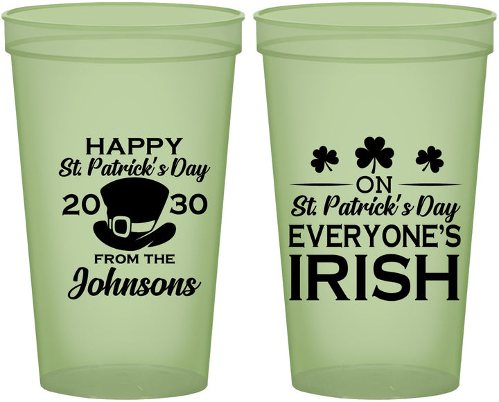 Custom St Patricks Day 22 oz Glow In The Dark Cups - Irish Leprechaun | 200013