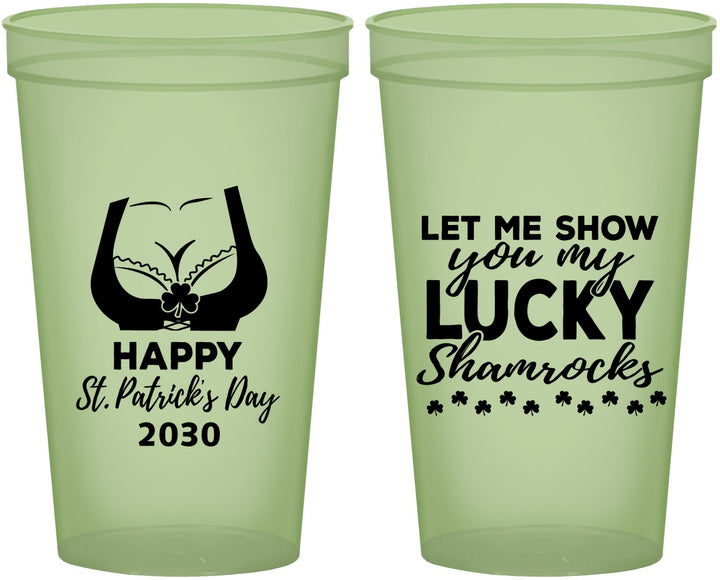 Custom St Patricks Day 22 oz Glow In The Dark Cups - Shamrocks | 200015