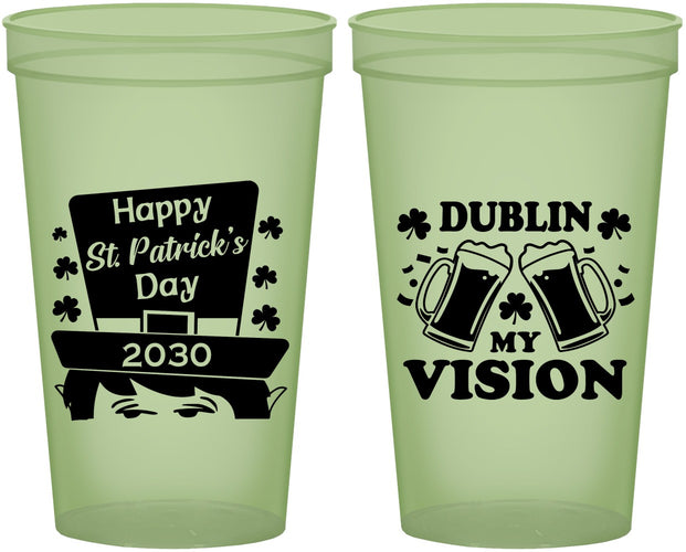 Custom St Patricks Day 22 oz Glow In The Dark Cups - Dublin My Vision | 200016