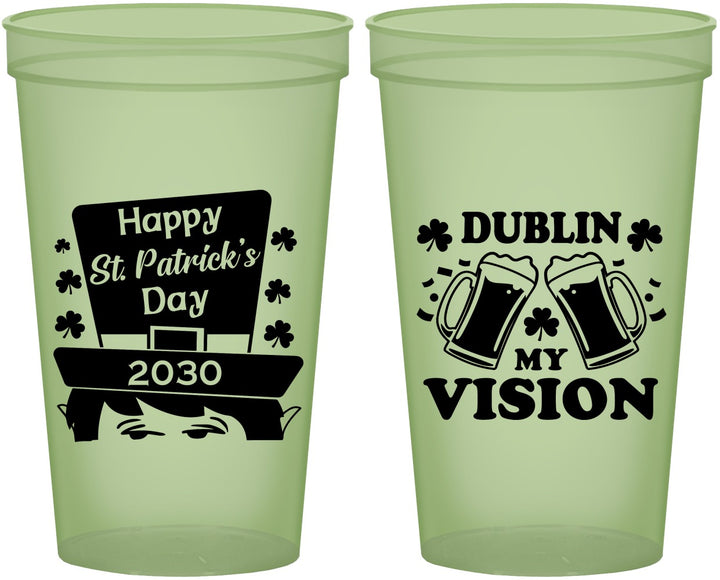 Custom St Patricks Day 22 oz Glow In The Dark Cups - Dublin My Vision | 200016