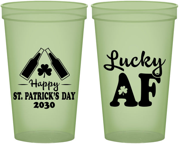 Custom St Patricks Day 22 oz Glow In The Dark Cups - Lucky Af | 200017