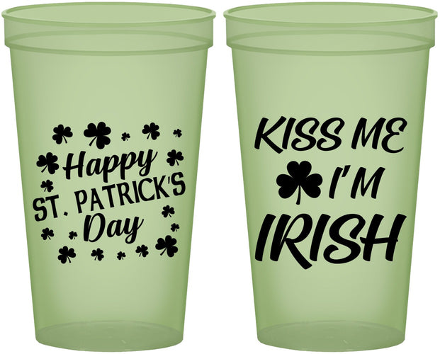 Custom St Patricks Day 22 oz Glow In The Dark Cups - Kiss Me I Am Irish | 200018