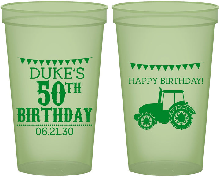 Custom Birthday 22 oz Glow In The Dark Cups - 50th Tractor | 20005