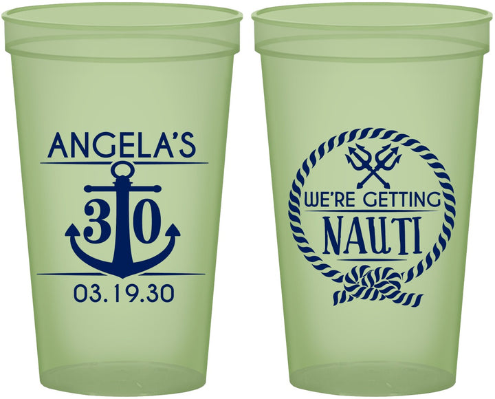 Custom Birthday 22 oz Glow In The Dark Cups - 30th Nautical | 20010