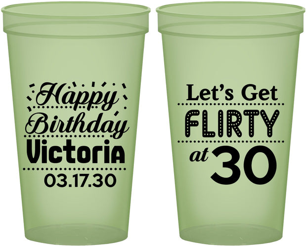 Custom Birthday 22 oz Glow In The Dark Cups - Flirty At 30 | 20015