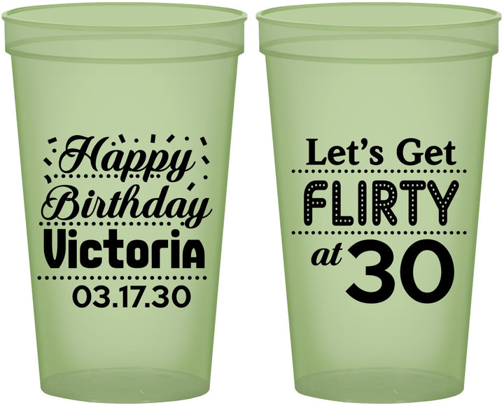 Custom Birthday 22 oz Glow In The Dark Cups - Flirty At 30 | 20015