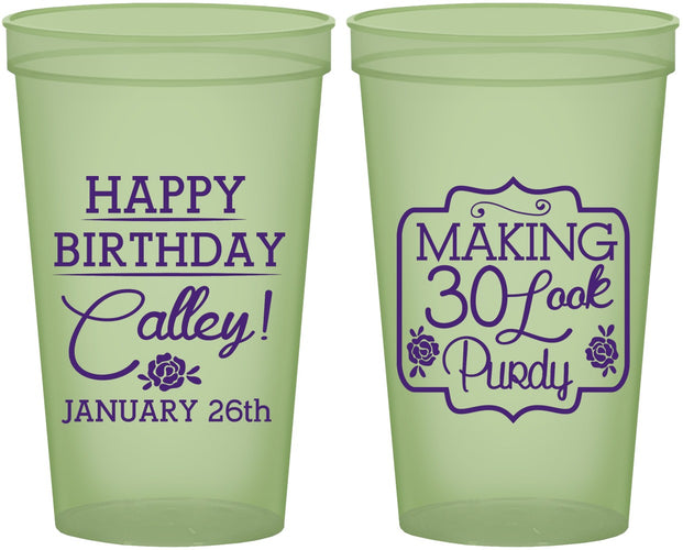 Custom Birthday 22 oz Glow In The Dark Cups - 30 Look Purdy | 20022