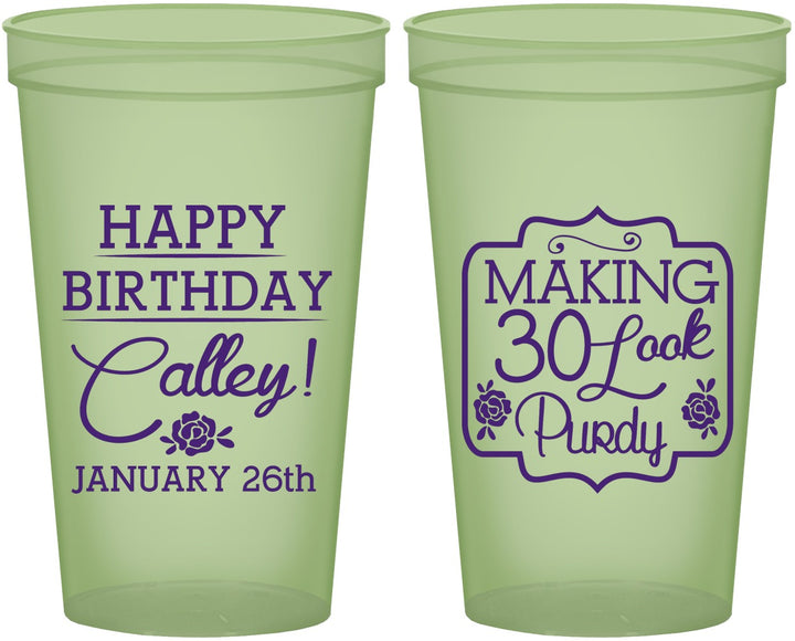 Custom Birthday 22 oz Glow In The Dark Cups - 30 Look Purdy | 20022