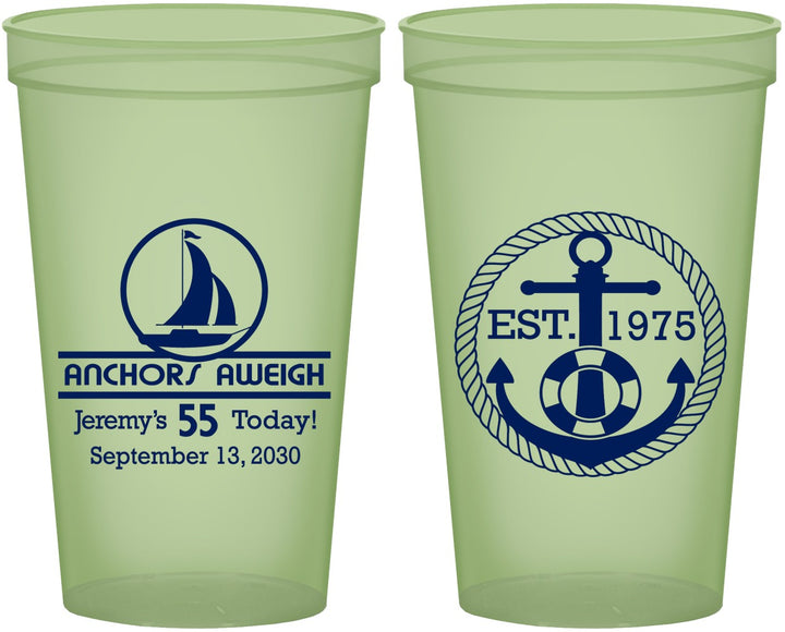 Custom Birthday 22 oz Glow In The Dark Cups - 55th Nautical | 20025
