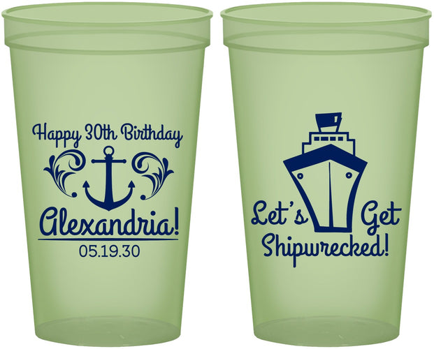 Custom Birthday 22 oz Glow In The Dark Cups - 30th Shipwrecked | 20026