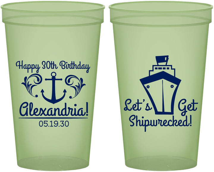 Custom Birthday 22 oz Glow In The Dark Cups - 30th Shipwrecked | 20026