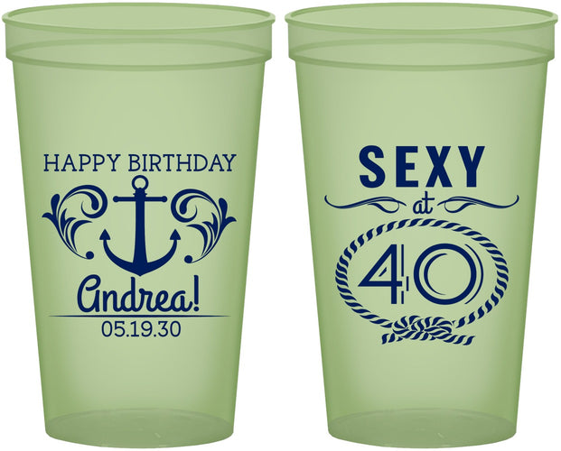 Custom Birthday 22 oz Glow In The Dark Cups - Sexy At 40 | 20027