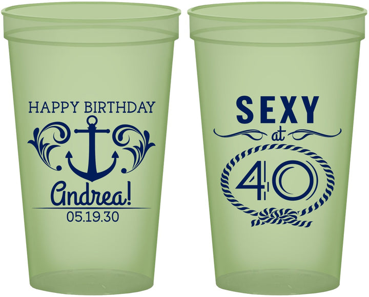 Custom Birthday 22 oz Glow In The Dark Cups - Sexy At 40 | 20027