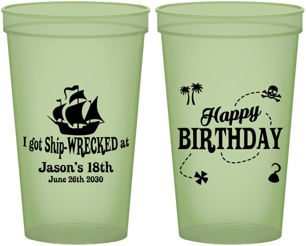 Custom Birthday 22 oz Glow In The Dark Cups - 18th Shipwrecked | 20028