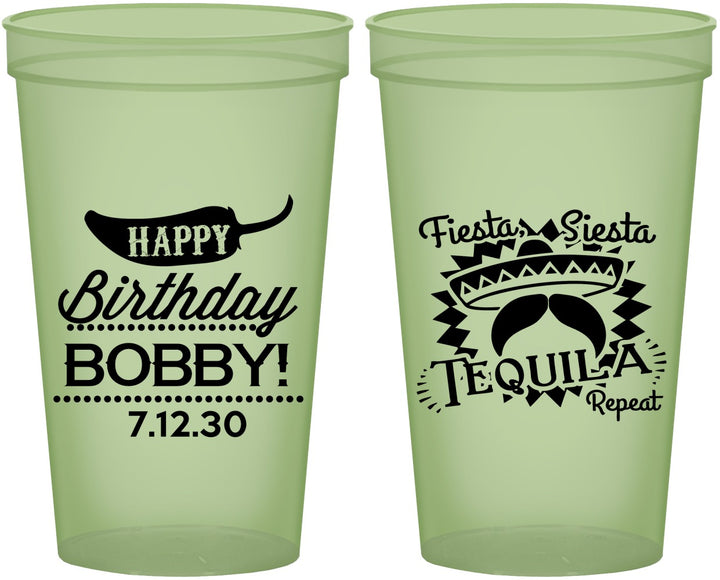 Custom Birthday 22 oz Glow In The Dark Cups - Fiesta Siesta Tequila | 20032