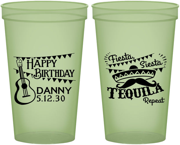 Custom Birthday 22 oz Glow In The Dark Cups - Fiesta Siesta Tequila | 20033