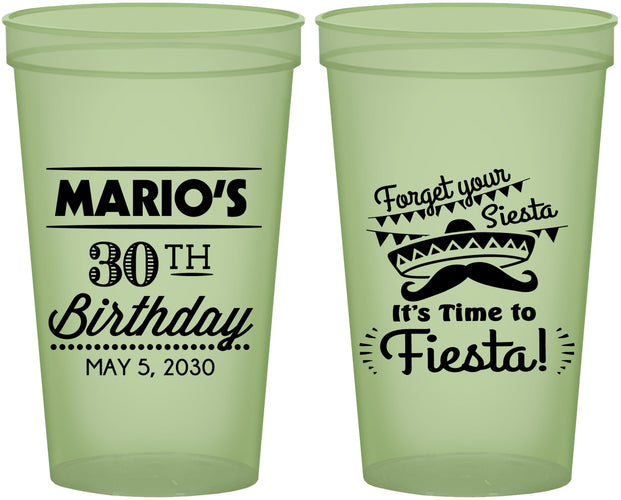 Custom Birthday 22 oz Glow In The Dark Cups - 30th Fiesta | 20034