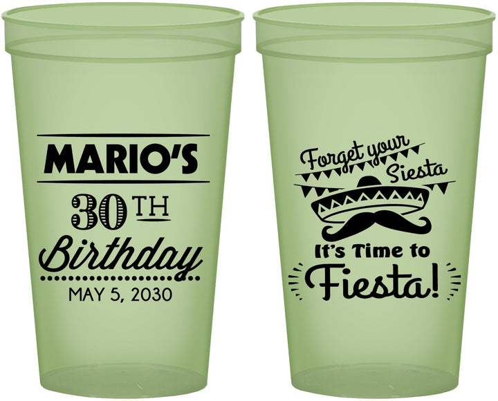 Custom Birthday 22 oz Glow In The Dark Cups - 30th Fiesta | 20034