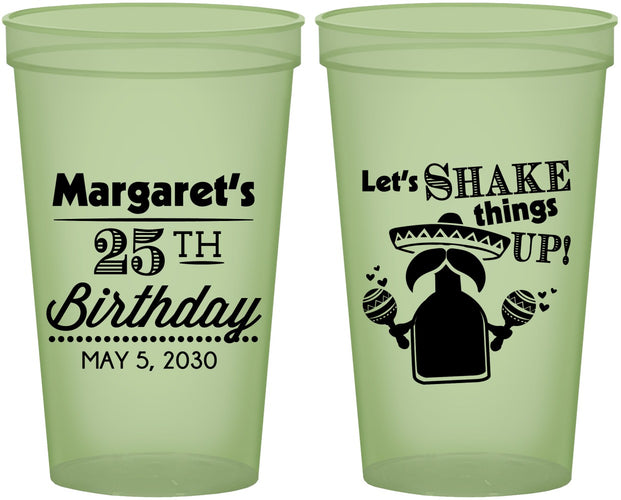 Custom Birthday 22 oz Glow In The Dark Cups - 25th Fiesta | 20035