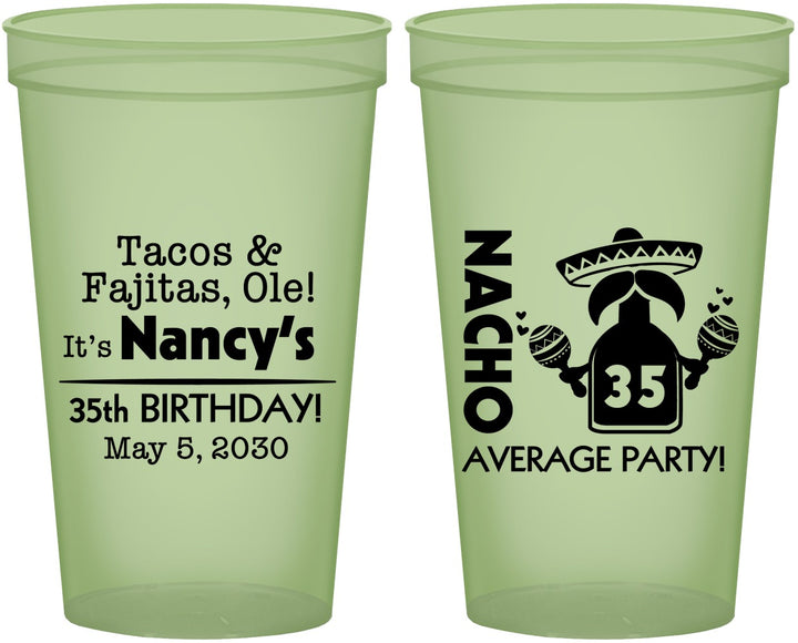 Custom Birthday 22 oz Glow In The Dark Cups - 35th Nacho Average Party | 20036