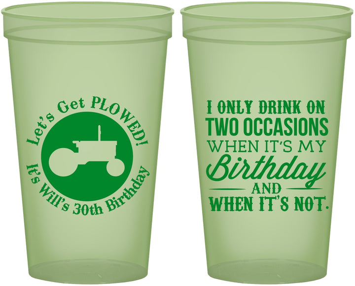 Custom Birthday 22 oz Glow In The Dark Cups - 30th Lets Get Plowed | 20039