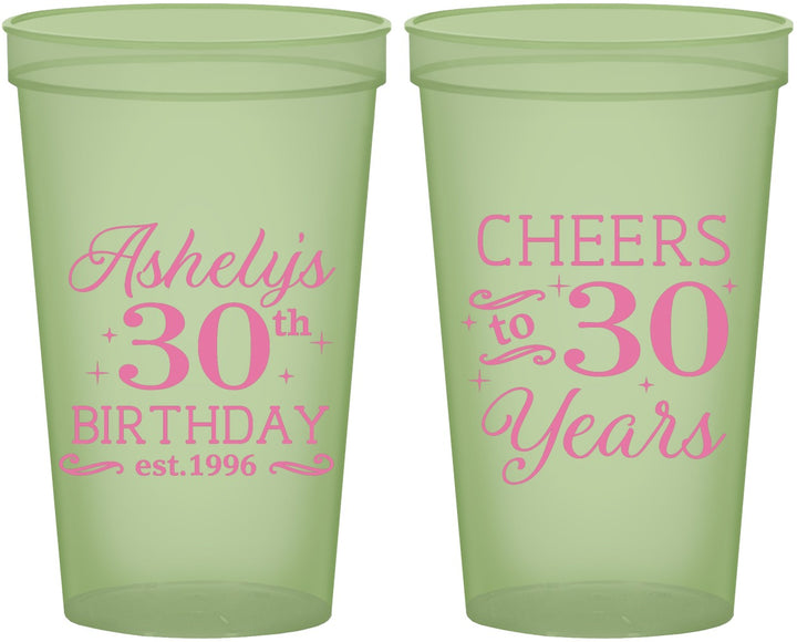 Custom Birthday 22 oz Glow In The Dark Cups - Cheers To 30 Years | 20041