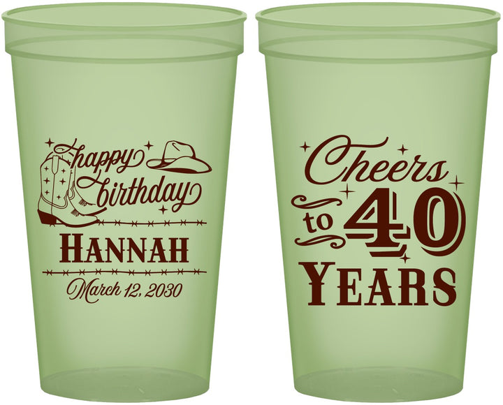 Custom Birthday 22 oz Glow In The Dark Cups - 40th | 20042