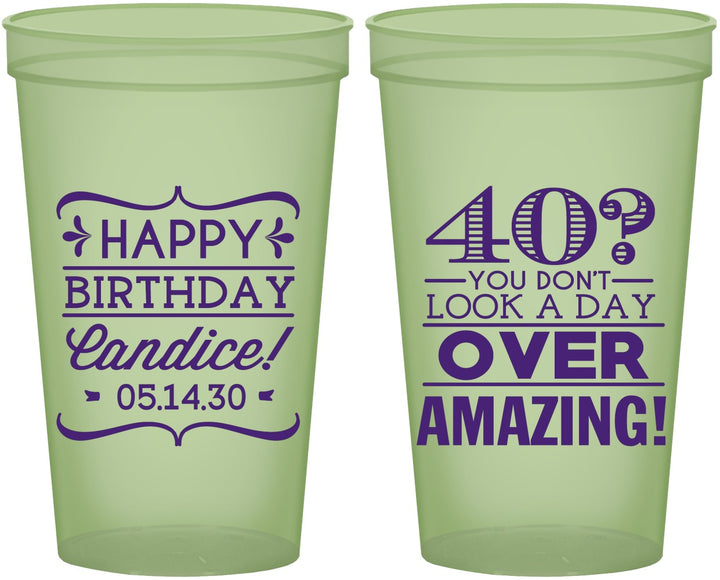 Custom Birthday 22 oz Glow In The Dark Cups - 40th | 20044