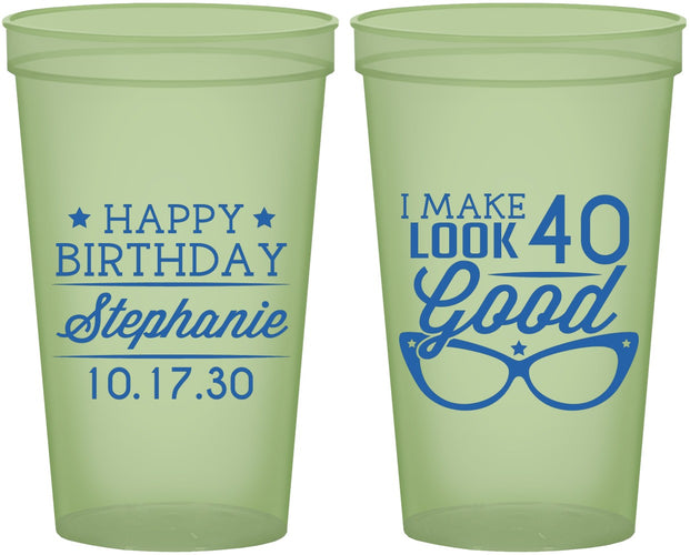 Custom Birthday 22 oz Glow In The Dark Cups - 40th | 20048