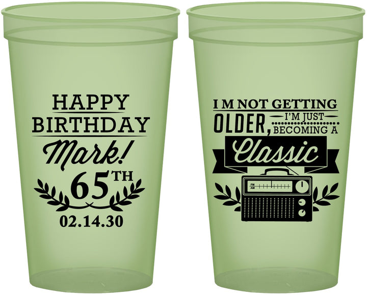 Custom Birthday 22 oz Glow In The Dark Cups - 65th Classic Radio | 20056