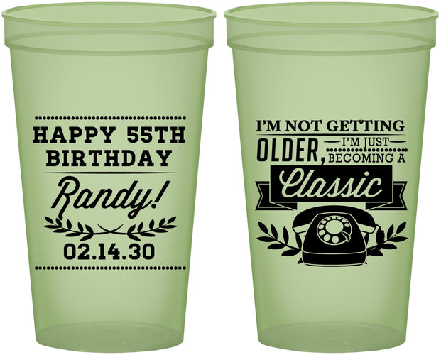 Custom Birthday 22 oz Glow In The Dark Cups - 55th Classic Phone | 20058