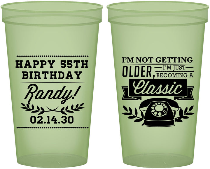 Custom Birthday 22 oz Glow In The Dark Cups - 55th Classic Phone | 20058