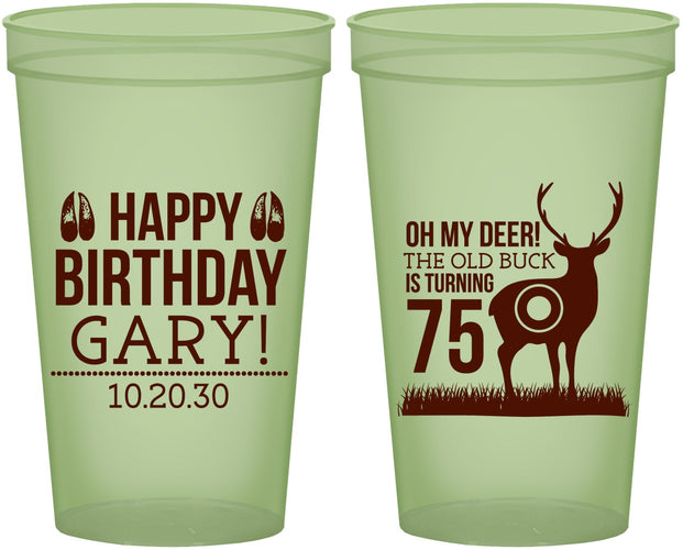 Custom Birthday 22 oz Glow In The Dark Cups - 75th Hunting | 20063
